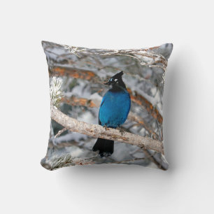 Cojín Decorativo Arrendajo de Steller en un día de invierno 