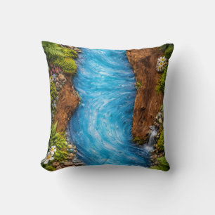 Cojín Decorativo Arroyo Sereno del Bosque Arte de Agua de la Natura