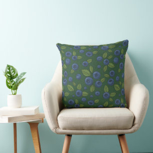 Cojín Decorativo Arroz azul en verde oscuro
