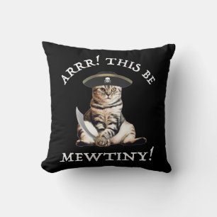 Cojín Decorativo ¡Arrr! ¡Esto Es Mewtiny! Gato pirata