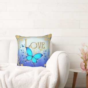 Cojín decorativo Arsty Blue Butterfly de 20"x20" -