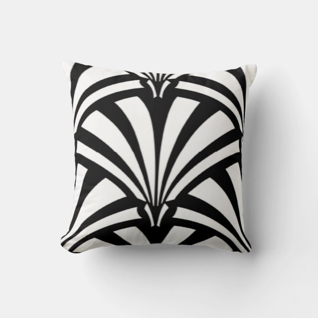Cojín decorativo Art Deco Blanco y negro (Anverso)