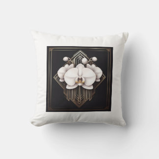 Cojín Decorativo Art Deco de Flor Blanca