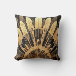 Cojín Decorativo Art Deco Elegante Negro y Dorado para Hogar y Ofic