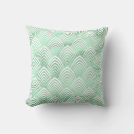 Cojín Decorativo Art Decó Escala Mint Blanco Mint Green Stone Marbl