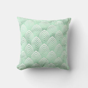 Cojín Decorativo Art Decó Escala Mint Blanco Mint Green Stone Marbl