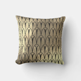 Cojín Decorativo Art Deco Faux Sepia Black Gold Scales Seasheles