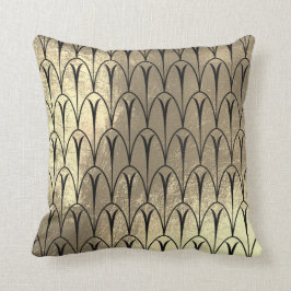 Cojín Decorativo Art Deco Faux Sepia Black Gold Scales Seasheles