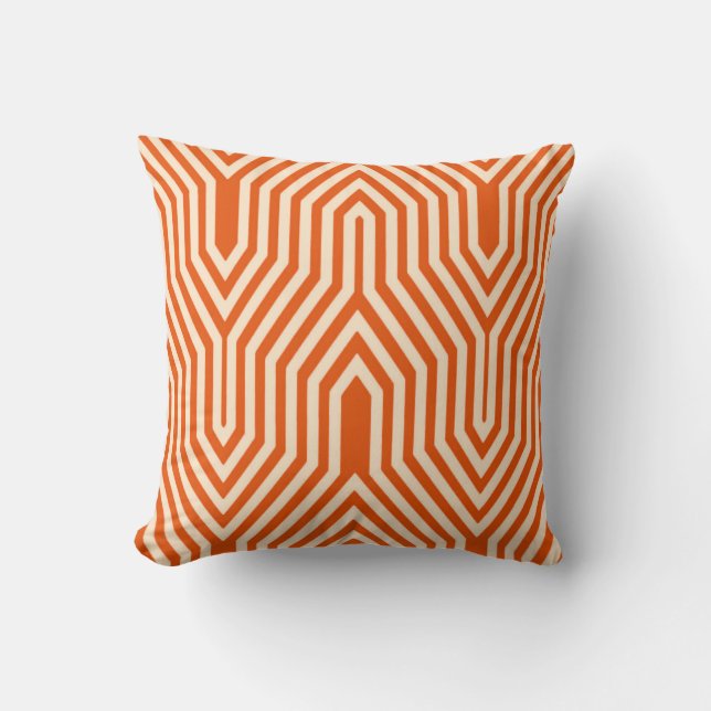 Cojín Decorativo Art Deco Geométrico - naranja mandarín (Anverso)