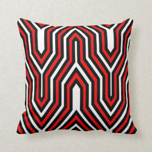 Cojín Decorativo Art déco geométrico - rojo, blanco y negro