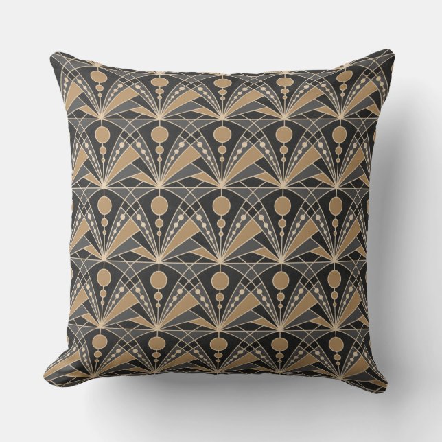 Cojín Decorativo Art Déco (gris oscuro y arena) (Anverso)