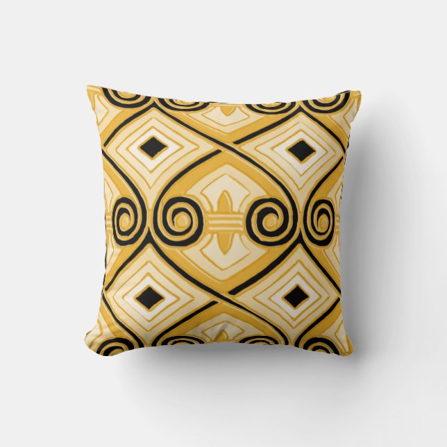 Cojín Decorativo Art Deco hace Persia (amarillo y negro) (Anverso)