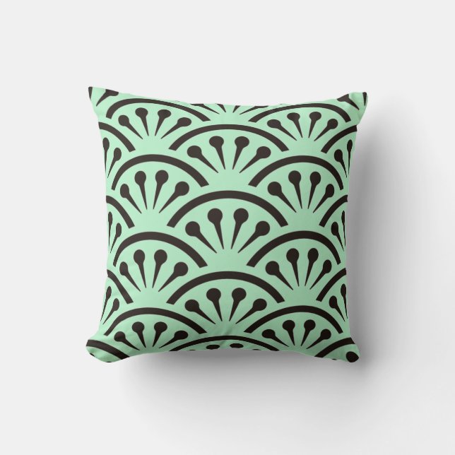 Cojín Decorativo Art Deco Japón (Mint Green + Black) (Anverso)