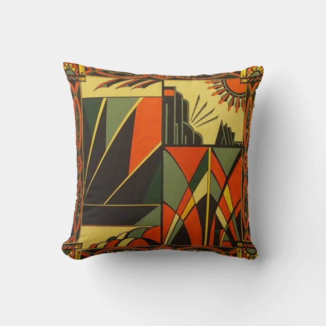 Cojín Decorativo Art Deco Naranja Cushion (Anverso)