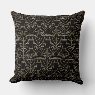 Cojín Decorativo Art Deco Negro Oro