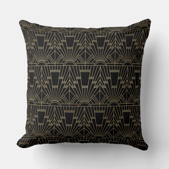 Cojín Decorativo Art Deco Negro Oro (Anverso)