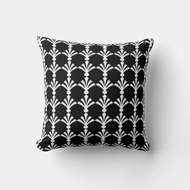 Cojín decorativo Art Deco Negro Y Blanco Moderno (Anverso)