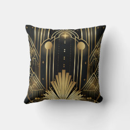 Cojín Decorativo Art Déco Noir et Or - Élégance Vintage Géométrique