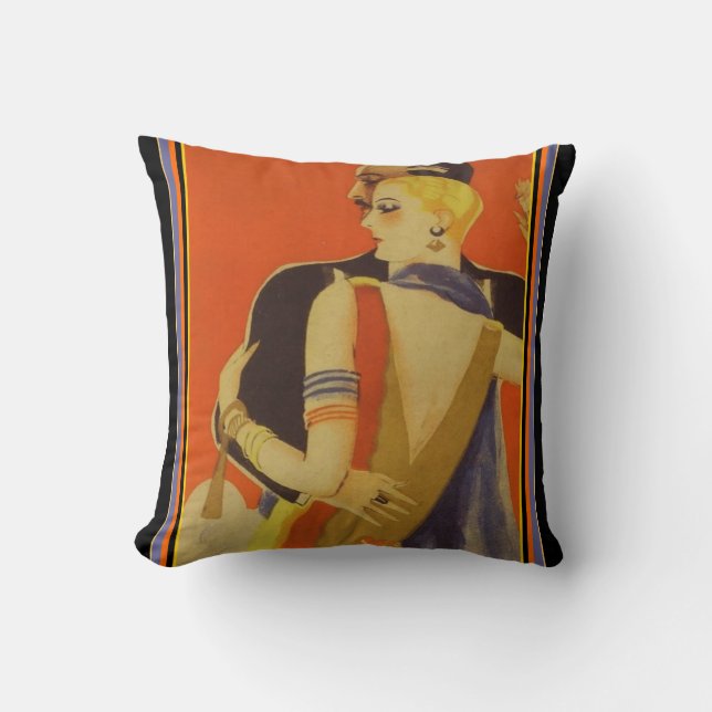 Cojín decorativo Art Deco "Pareja Bailarina" (Anverso)