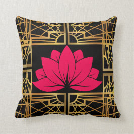 Cojín Decorativo Art Deco Retro Lotus (red & black)