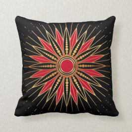 Cojín Decorativo Art Deco Retro Star (red-gold-black)