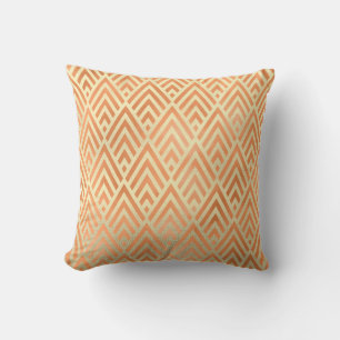 Cojín Decorativo Art Deco Triángulo Geometría Cálido Oro Cobre Amar
