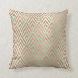 Cojín Decorativo Art Deco Triángulo Geometría Mint Rosa verde Diama