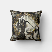 Art Deco Veintinueve Elegante Dama y Perro
