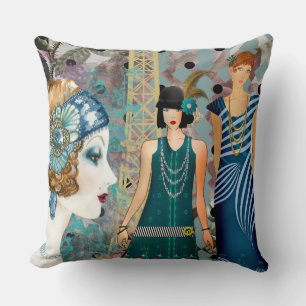 Cojín Decorativo Art Decó Vintage Flappers París