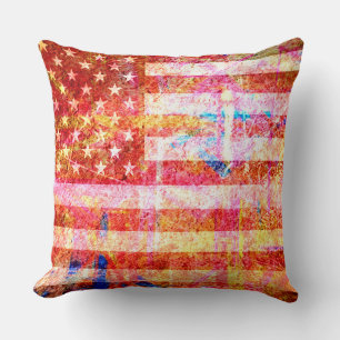 Cojín Decorativo Art Grunge Bandera Estadounidense #2