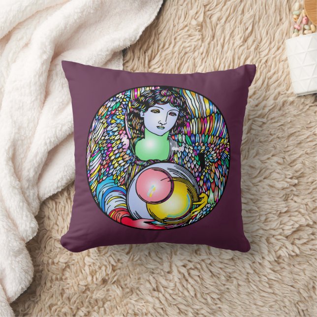 Cojín Decorativo Art Nouveau Angel On Stained Glass (Manta)