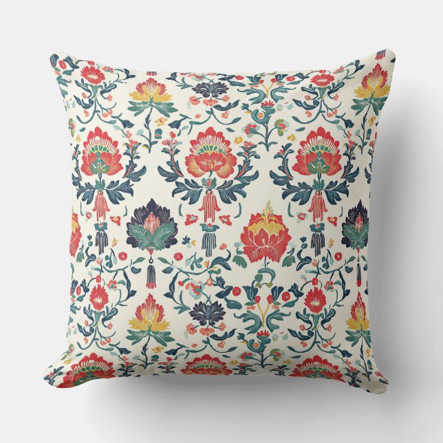 Cojín Decorativo Art Nouveau Chinoiserie Lotus Floral (Anverso)
