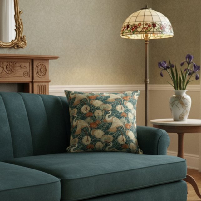 Cojín Decorativo Art Nouveau Cranes Green (Subido por el creador)