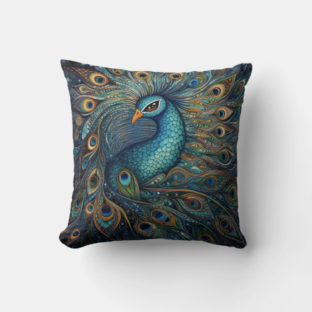 Cojín Decorativo Art Nouveau de Peacock (Anverso)