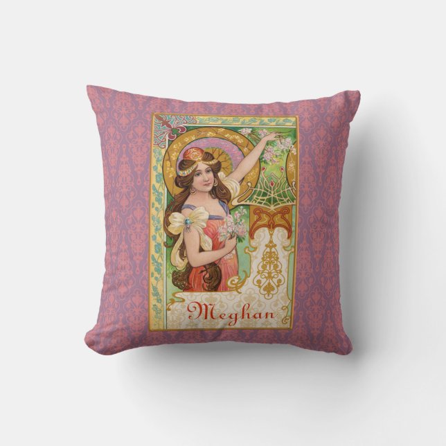 Cojín decorativo Art Nouveau de primavera (Anverso)