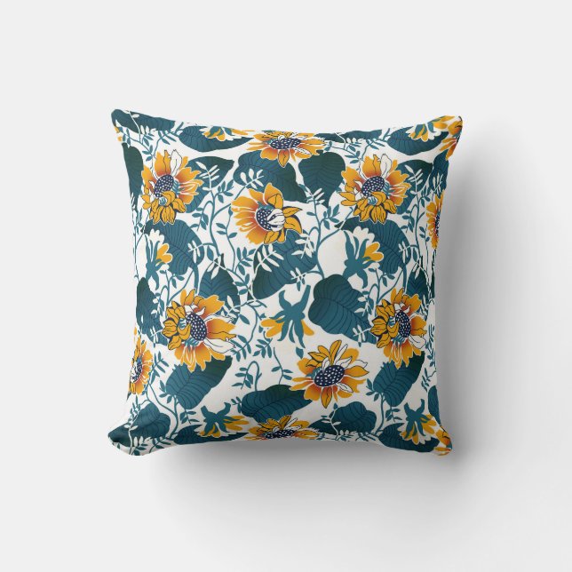 Cojín Decorativo Art Nouveau, estampado floral. (Anverso)