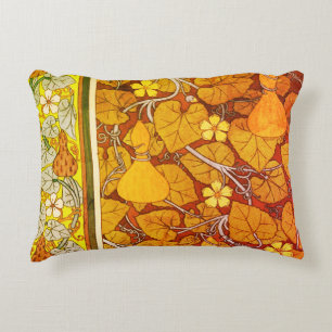 Cojín Decorativo Art Nouveau goloso floral elegante otoño naranja v