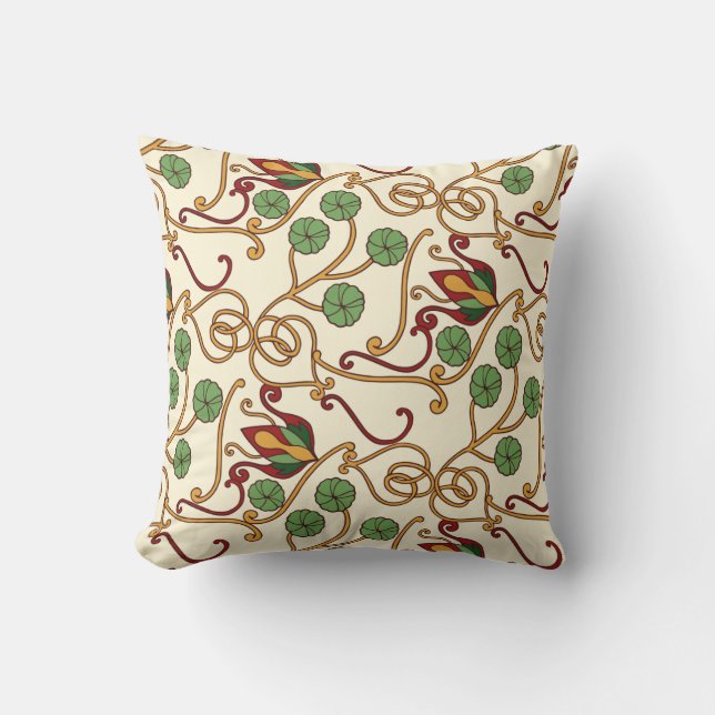 Cojín Decorativo Art Nouveau-inspired floral design (Anverso)