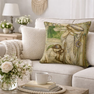 Cojín Decorativo Art Nouveau Music Maidens Vintage Illustration 