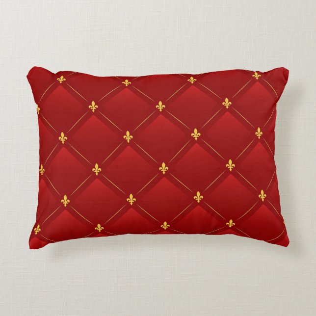 Cojín Decorativo Art Nouveau rojo y oro (Anverso)