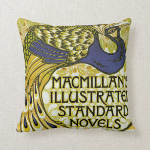 Cojín Decorativo Art Nouveau vintage, pluma de pavo real de Macmill