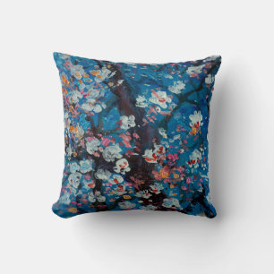 Cojín Decorativo Art oil painting, cherry blossom flower, abstract,