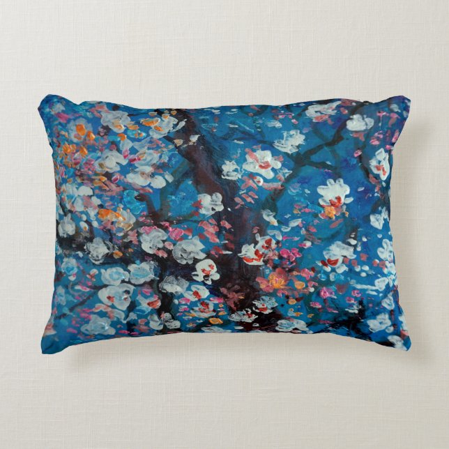 Cojín Decorativo Art oil painting, cherry blossom flower, abstract, (Anverso)