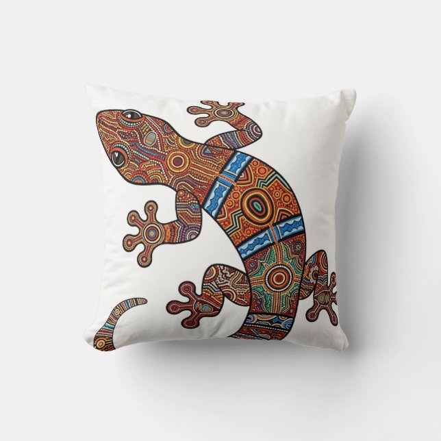 COJÍN DECORATIVO ARTE ABORIGEN DE GECKO (Anverso)