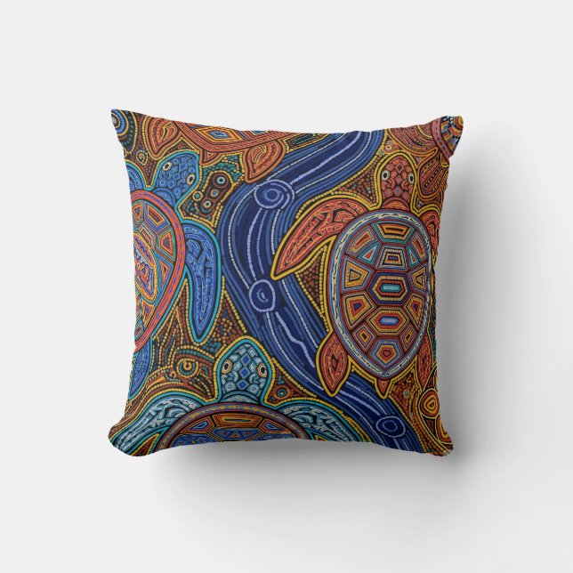 COJÍN DECORATIVO ARTE ABORIGEN DE TORTUGAS (Anverso)