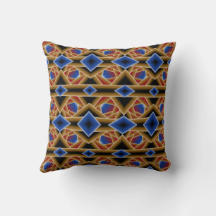 Cojín Decorativo Arte abstracto Abismo Ómbre Negro Azul Rojo Dorado