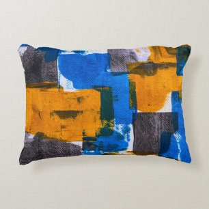 Cojín Decorativo Arte abstracto azul, naranja y gris