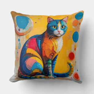 Cojín Decorativo Arte abstracto colorido de gato