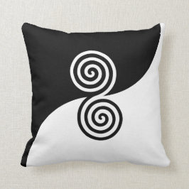 Cojín Decorativo Arte abstracto con círculos en espiral en blanco y