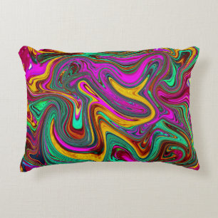 Cojín Decorativo Arte abstracto de color rosa caliente veteado y ve